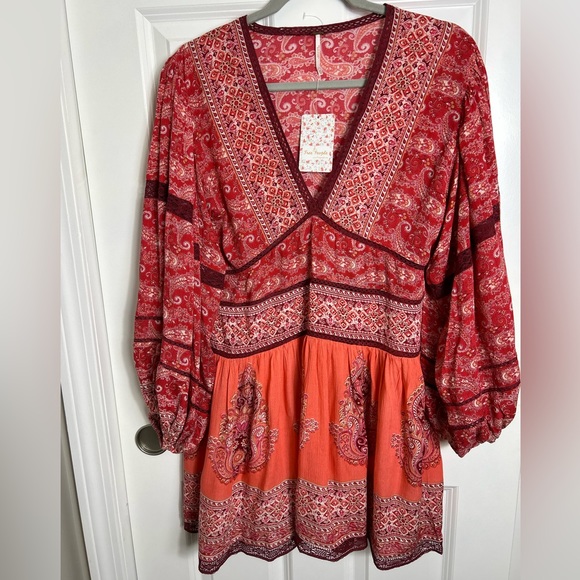 Free People Luna Scarf Print Mini Dress/Tunic NWT - Picture 7 of 10